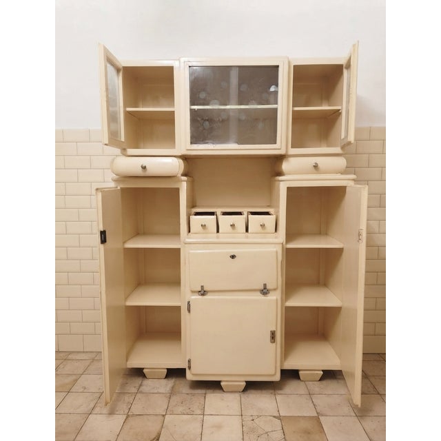 Mid-Century Modern Off-White Cream Kitchen Cabinet and Credenza, 1940s For Sale - Image 3 of 4