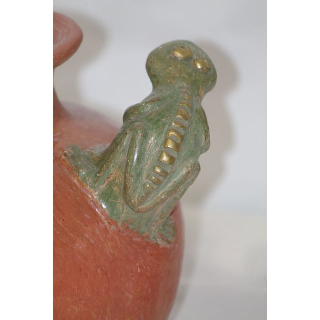 Unique Red Clay Terracotta, Folk Art Pot W/ Frog Handles For Sale - Image 4 of 8