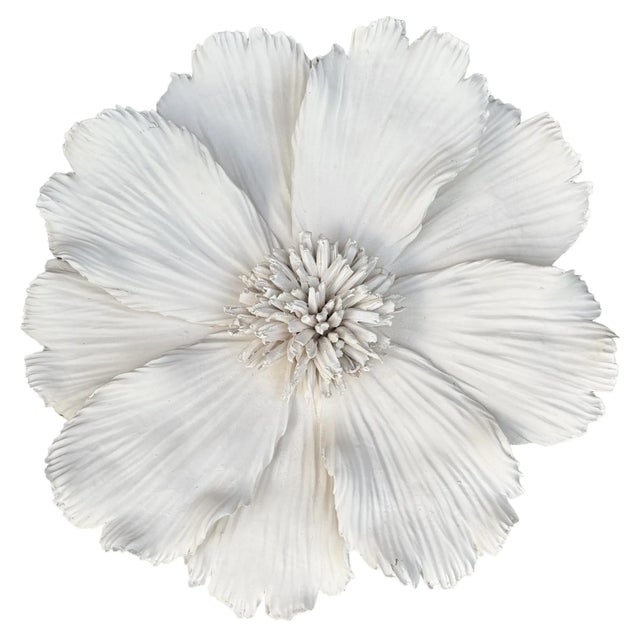 Modern Pair of Handmade Porcelain Flowers With Custom Wall Mounts For Sale - Image 3 of 12