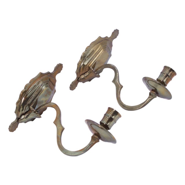 Pair of Mottahedeh Brass Winterthur Candle Sconces For Sale