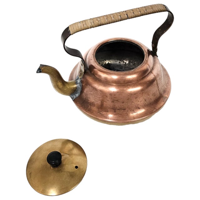 Vintage Dutch Copper Tea Kettle With Brass Lid and Wrapped Handle, 7.5" For Sale In San Francisco - Image 6 of 8
