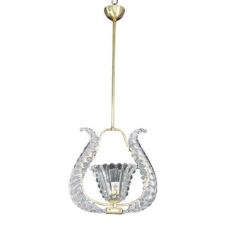 Charming Murano Glass Art Deco Pendant Chandelier by Ercole Barovier, 1940s For Sale