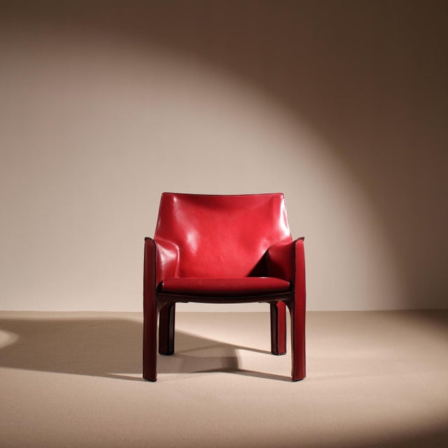 Vintage Cab 414 Chair in Leather by Mario Bellini for Cassina, 1982 For Sale - Image 14 of 18