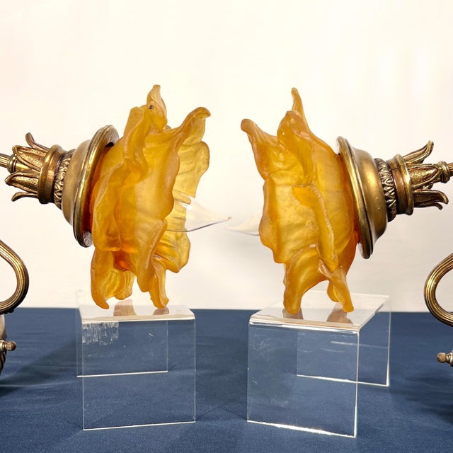 Brass 1960s Rare Authentic Feldman Lighting Co. Custom Resin & Bronzed Brass Sconces - A Pair For Sale - Image 8 of 16