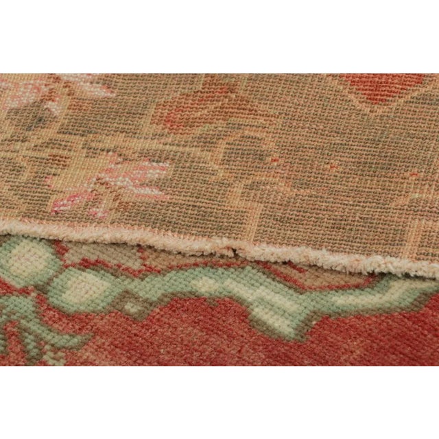 Textile Vintage Turkish Rug in Pink & Cream With Colorful Floral Medallion | Rug & Kilim For Sale - Image 7 of 7