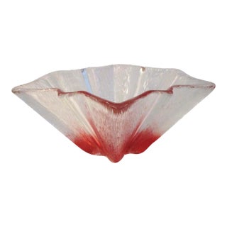 Mid-Century Pink & Clear Modern Decorative Glass Bowl For Sale