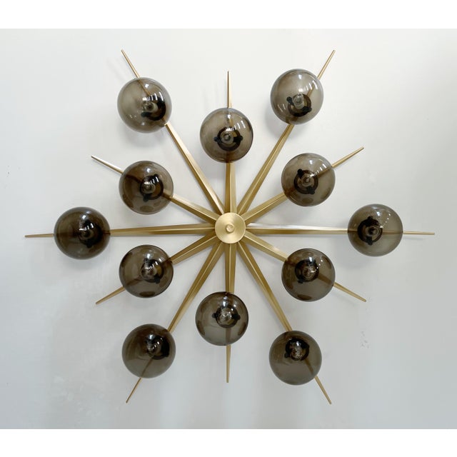 Not Yet Made - Made To Order 21st Century Star Satin Brass Smoky Murano Flush Mount by Fabio LTD For Sale - Image 5 of 9