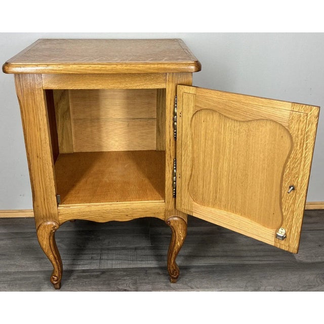Vintage French Bedside Table in Oak For Sale - Image 4 of 9