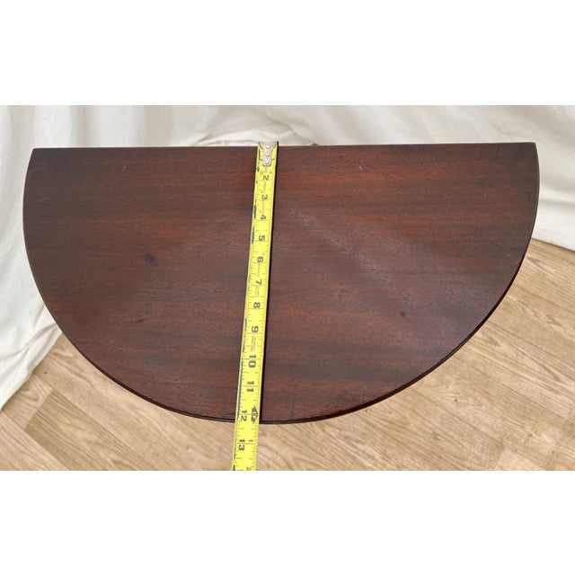 Antique Demilune Console Table Italian Fluted Legs Petite Size Solid Mahogany For Sale In Palm Springs - Image 6 of 9