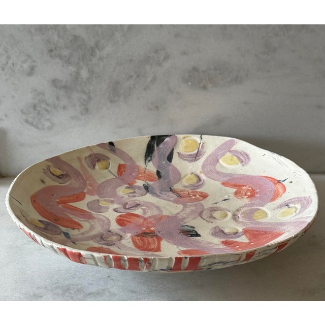 Abstract Hamdmade Ceramic Art Pottery Bowl For Sale - Image 3 of 11