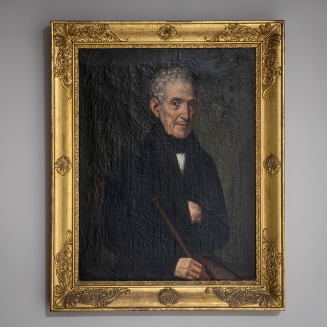 Biedermeier Artist, Portrait of an Older Gentleman, Early 19th Century, Oil on Canvas For Sale - Image 3 of 9