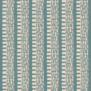 Schumacher X Veere Grenney Kiosk Fabric in Peacock Blue For Sale