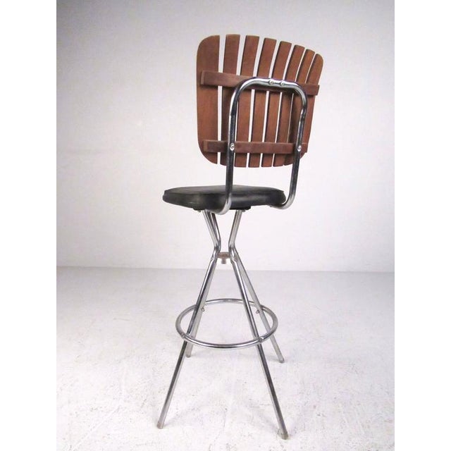 MidCentury Modern Slat Back Swivel Bar Stools A Pair Chairish