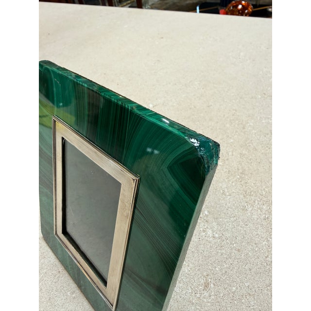 Decorative Italian picture frame by Angeletti, Rome (Via Condotti), crafted with a malachite veneer featuring dramatic...