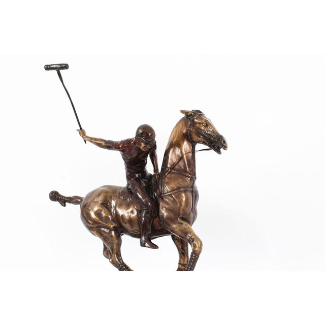 1980s Polo Player Galloping Horse Sculpture, 20th Century, Bronze For Sale - Image 5 of 14