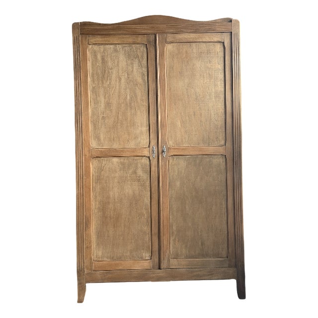 Parisian Art Deco Wardrobe with Hanging Space, 1940s For Sale