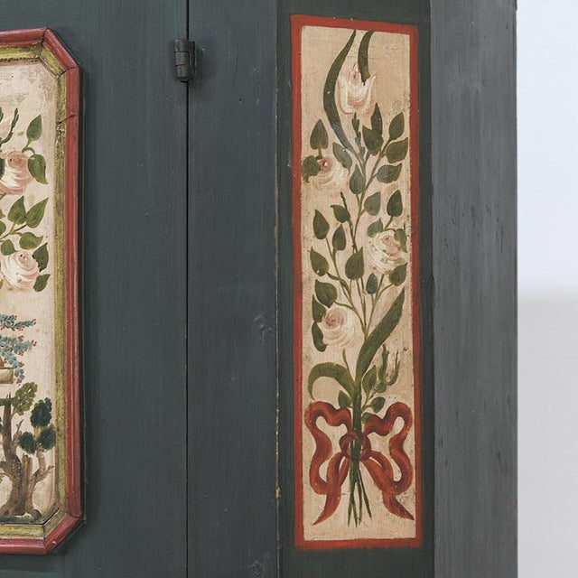 Folk Art Painted Rustic Farmhouse Bridal Cabinet For Sale - Image 5 of 14