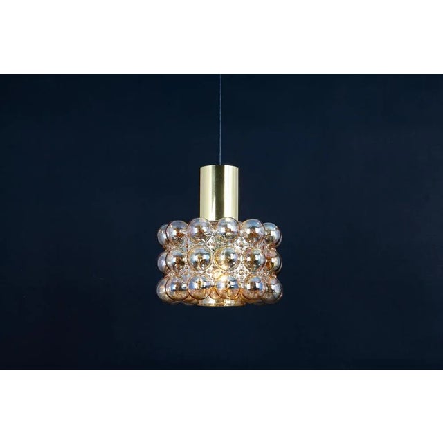 Gold Large Amber Bubble Glass Pendant by Helena Tynell for Limburg, 1970s For Sale - Image 8 of 9