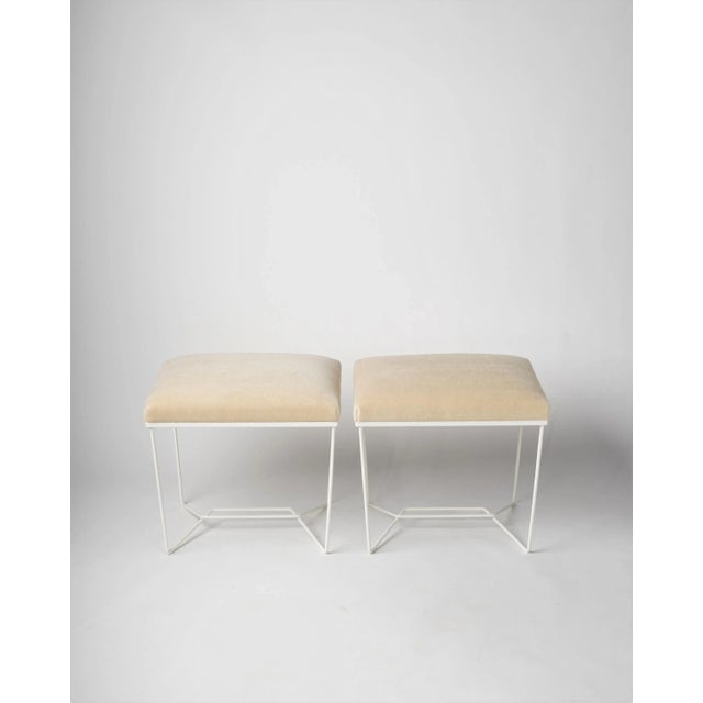 2020s Trombone White Enamel & Creme Mohair Benches by Facto Atelier Paris For Sale - Image 5 of 5