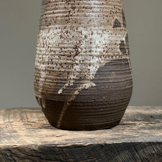 Vintage Abstract Expressionist Stoneware Vessel With Lid, Signed For Sale - Image 9 of 9