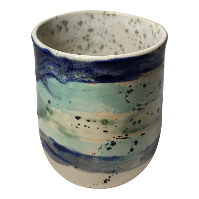 Vintage Biolina Italy Art Pottery Vase Splatter Drip For Sale