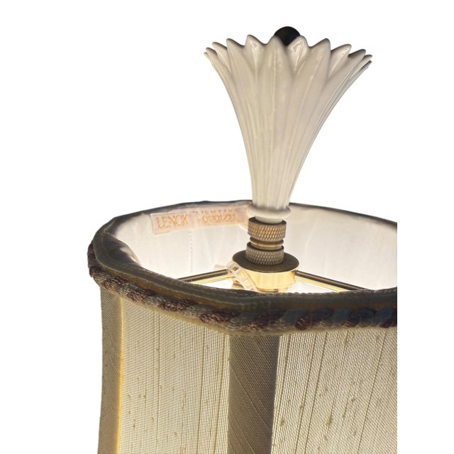 Lenox Vintage Lenox Porcelain & Brass Table Lamps - A Pair For Sale - Image 4 of 12