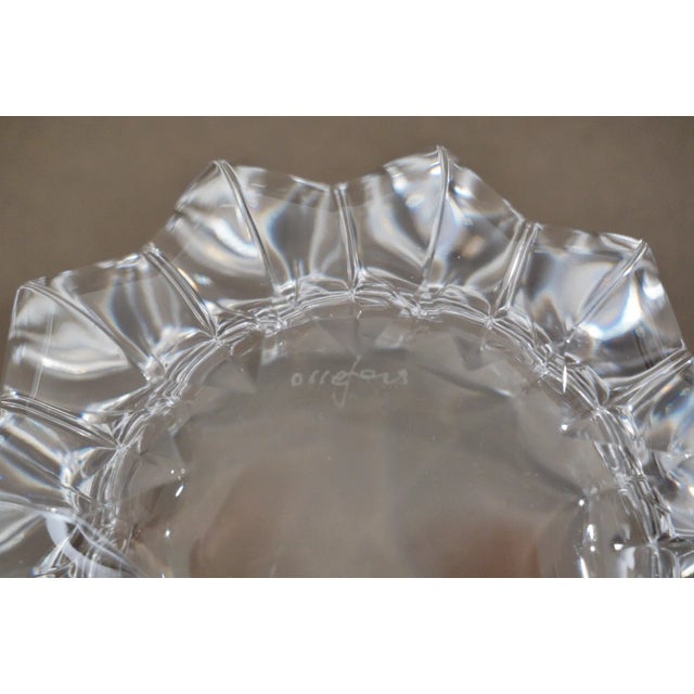 Transparent 1980's Swedish Brutalist Vintage Orrefors Crystal Fleur Bowl by Jan Johansson, Signed For Sale - Image 8 of 8