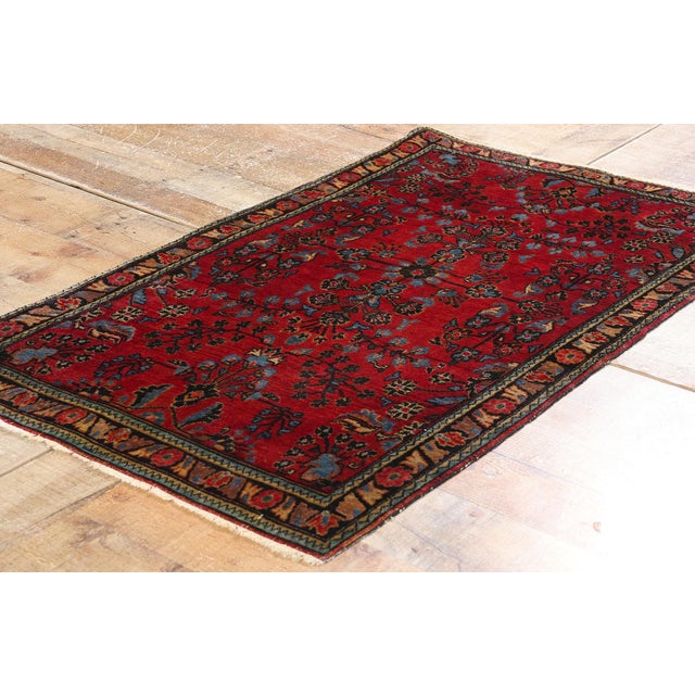Textile Antique Red Persian Sarouk Rug - 02'03 X 03'10 For Sale - Image 7 of 9