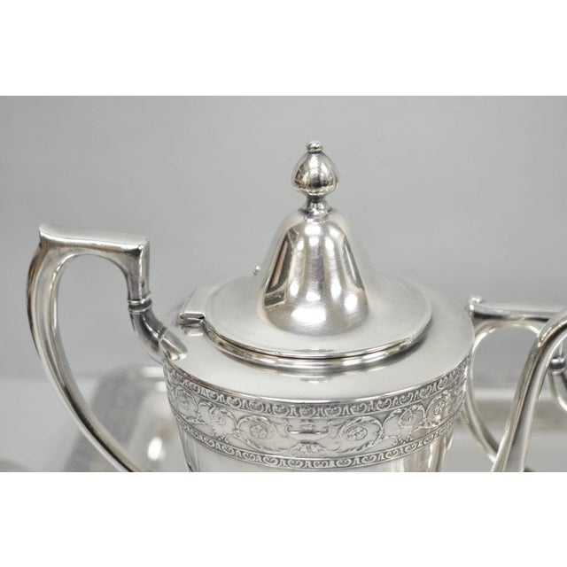 Antique Bernard Rices Sons Antique Edwardian Silver Plated Tea Service, 5 Pc Set For Sale In Philadelphia - Image 6 of 18
