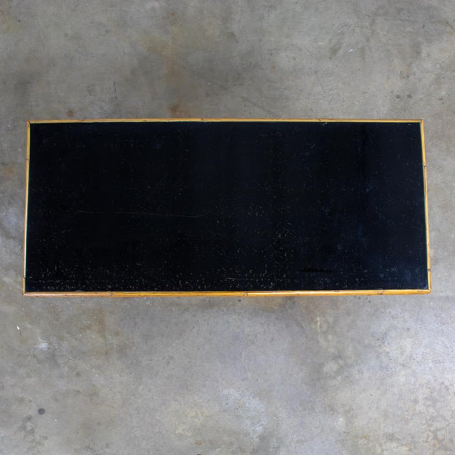 Early 20th Century Art Deco Coastal Style Coffee Table Rattan Frame and Black Laminate Top by Sons-Cunningham For Sale - Image 9 of 18