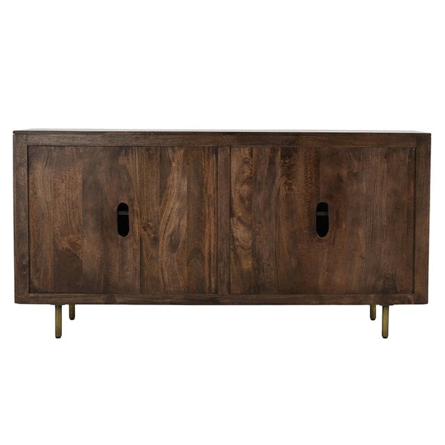 Modern Niles Walnut & Bronze Sideboard Credenza For Sale - Image 3 of 8