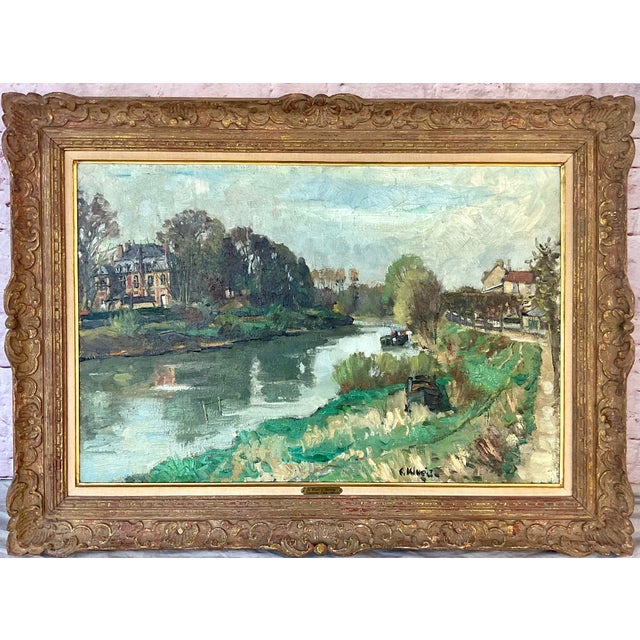 Constantin Kluge (French, 1912-2003) "La Marne À Gournay" Painting For Sale - Image 9 of 11