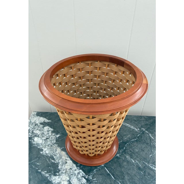 Mid-Century Modern 1970s MCM Woven Cane Umbrella Stand/Basket by Brea College Crafts For Sale - Image 3 of 7