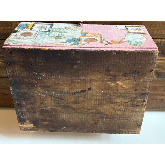 Antique Pink Wooden Box For Sale - Image 9 of 10