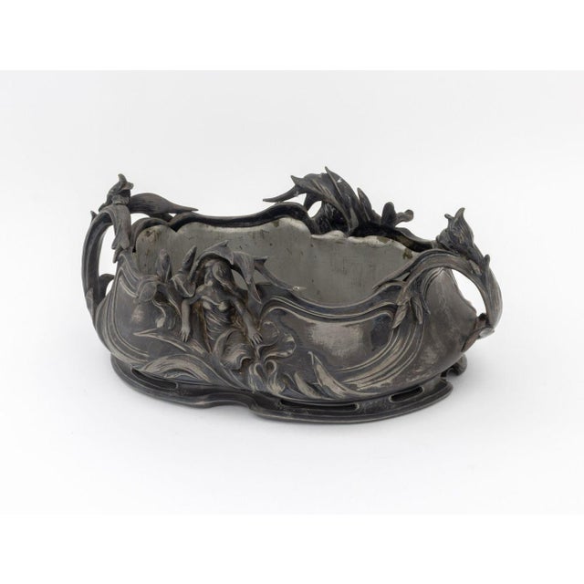 Art Nouveau Fairy Amongst Lilies Pewter Jardiniere For Sale In New York - Image 6 of 9
