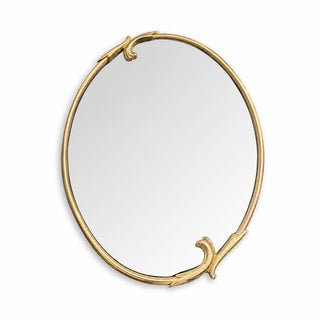 Mid-Century Italian Design Gold Oval Wall Mirror For Sale