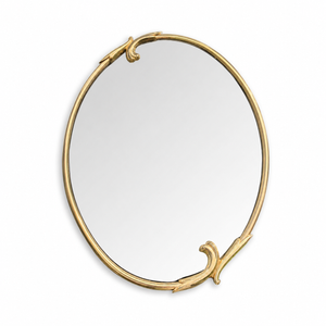 Mid-Century Italian Design Gold Oval Wall Mirror