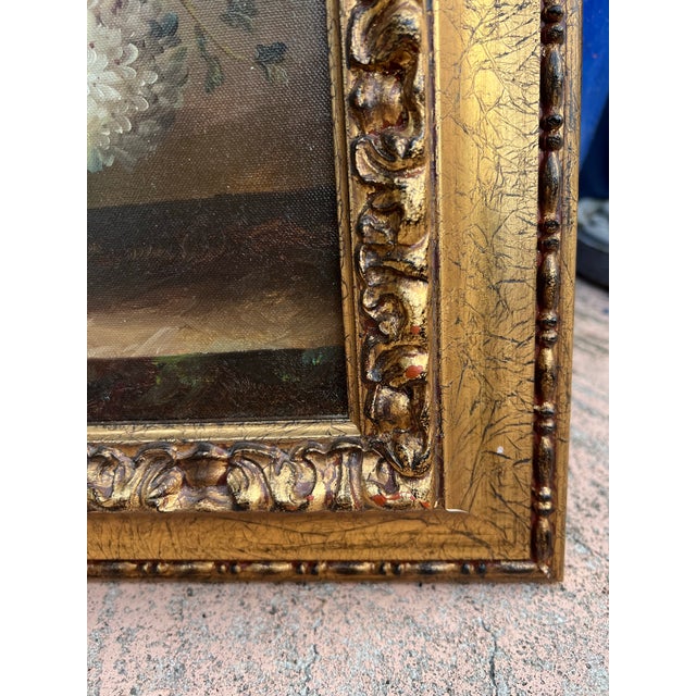 Traditional Late 20th Century Floral Still Life Painting in Gold Ornate Frame For Sale - Image 3 of 7