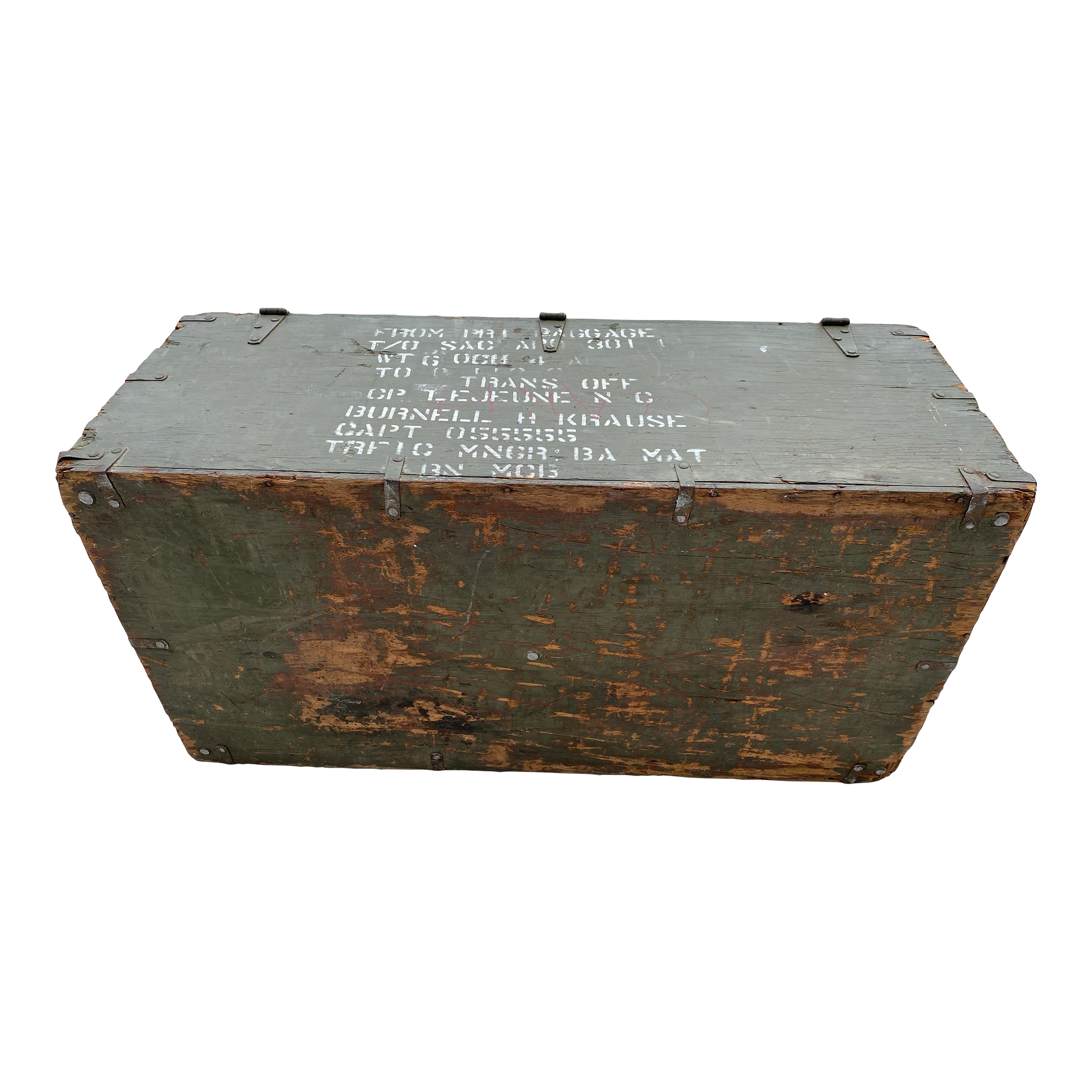 1951 Shwayder Bros Usmc Wooden Footlocker Wwii | Chairish