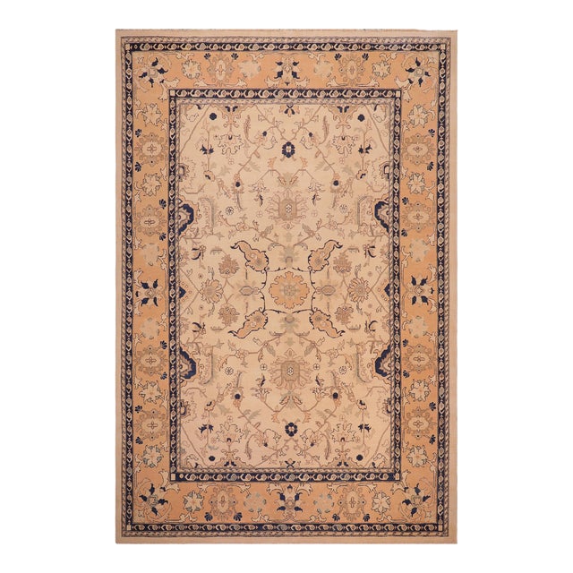 Boho Chic Ziegler Beige Peach Hand-Knotted Wool Rug - 9'0'' X 11'5'' For Sale