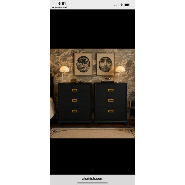 Frankl Mont Deco Inspired Set of Mid Century Chests of Drawers Black Brass Accents For Sale - Image 17 of 17