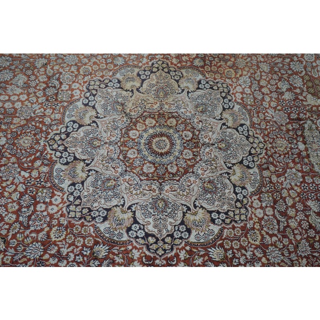 Age: Approx: 40 Years Old Details: High Quality Construction Traditional Style Silk & Wool Blend Hand Woven Knot Grade 8...