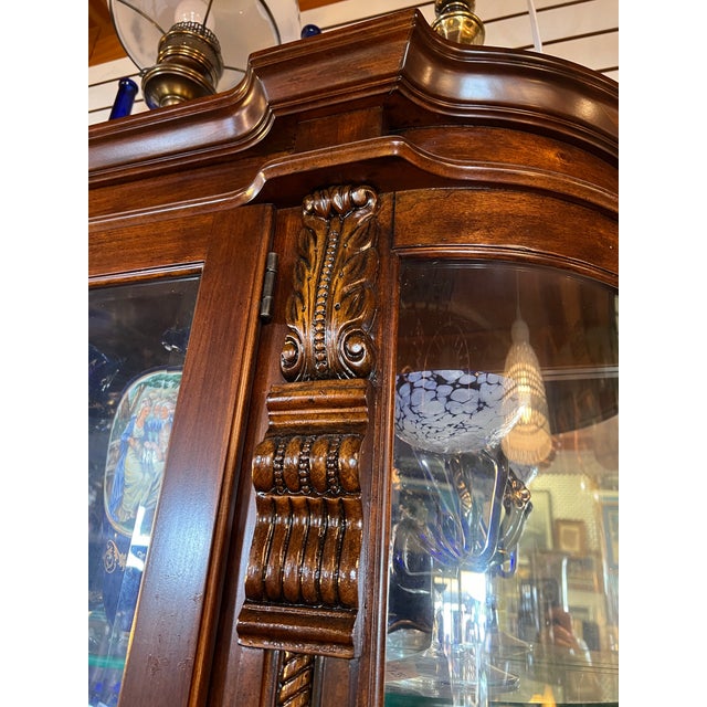 Vintage Hand Carved Display Cabinet Curio With Claw Feet For Sale - Image 10 of 11