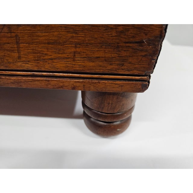 Square Victorian Burgundy Upholstered Footstool For Sale - Image 14 of 15