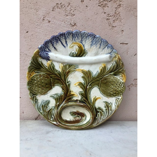 French Majolica Asparagus Plate Orchies, Circa 1890 For Sale - Image 9 of 9