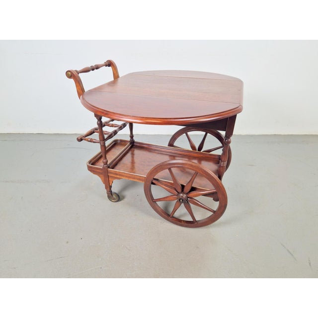 Wood Vintage French Folding Spindle Bar Cart in Wood, 1960s For Sale - Image 7 of 15