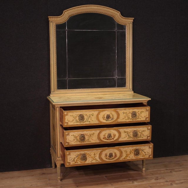 Louis XVI Dresser with Mirror in Lacquered Wood, 1960s For Sale - Image 6 of 13