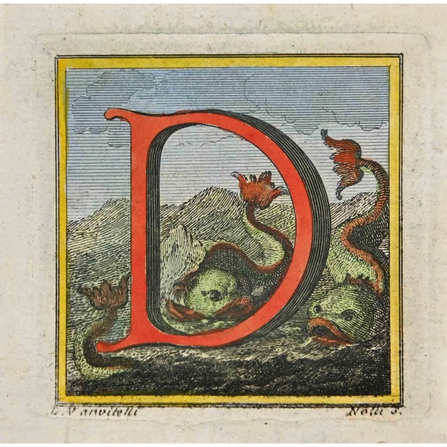 Letter of the Alphabet D from the series "Antiquities of Herculaneum", is an etching on paper realized by Luigi Vanvitelli...