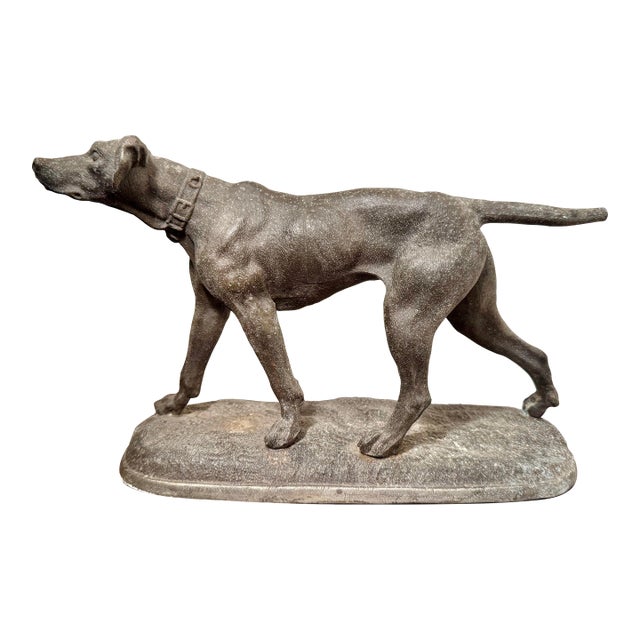 Early 20th Century Cast Metal Dog Statue For Sale