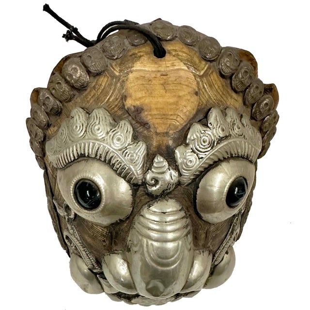 Early 20th Century Tibetan Buddhist Kapala Turtle Shell Ritual Mask For Sale - Image 10 of 13